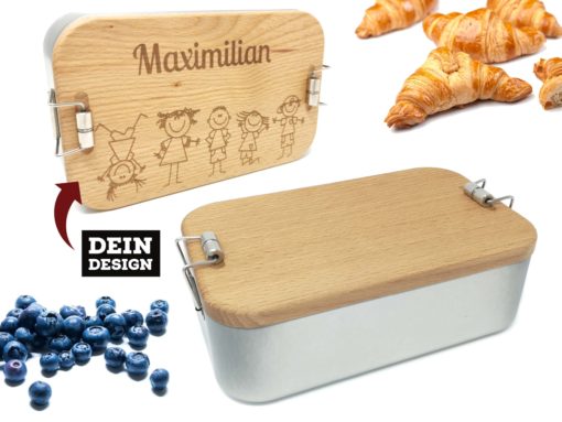 Lunchbox mit Holzdeckel und Gravur