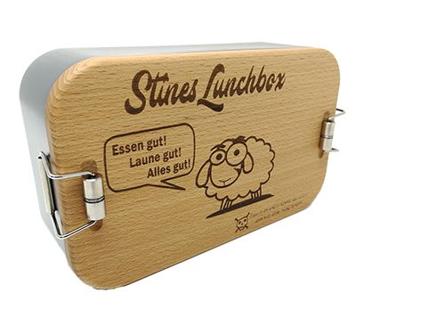 Lunchbox mit Gravur mit Holzdeckel und Gravur