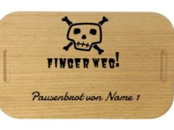 Lunchbox mit Gravur Beispiel Finger Weg!