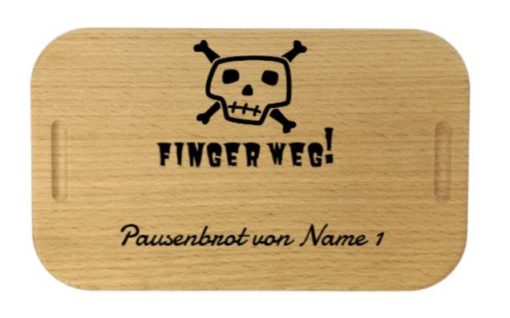 Lunchbox mit Gravur Beispiel Finger Weg!