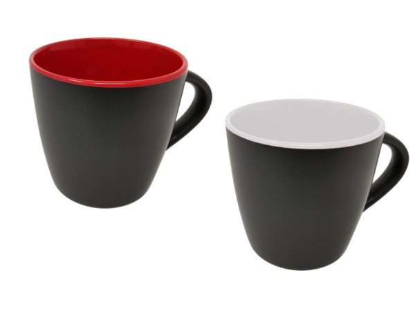 Tasse schwarz matt innen Weiß / rot