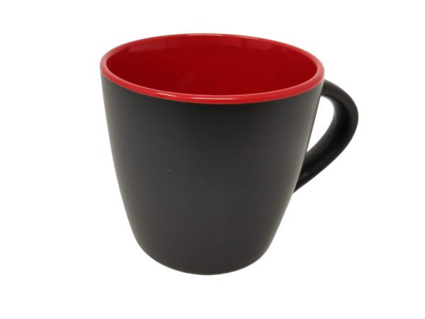 Tasse schwarz matt innen rot