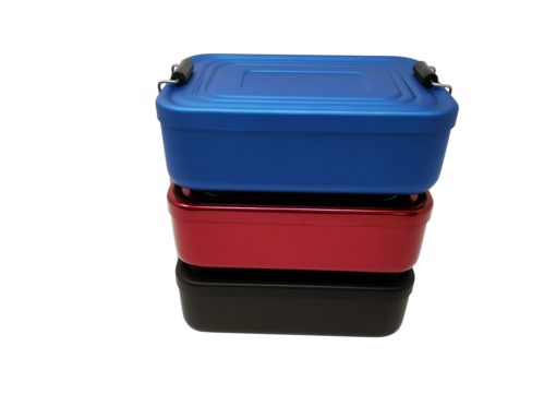 Stapel seitlich Lunchbox mit Gravur rot blau schwarz