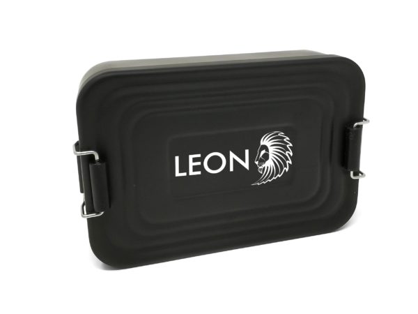 Lunchbox mit Namen Gravur Leon schwarz