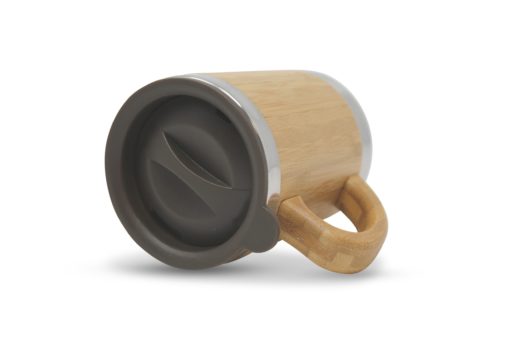 Thermo Bambus Kaffeebecher mit Henkel und Gravur