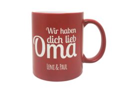 Personalisierte Tasse mit Gravur rot für Oma