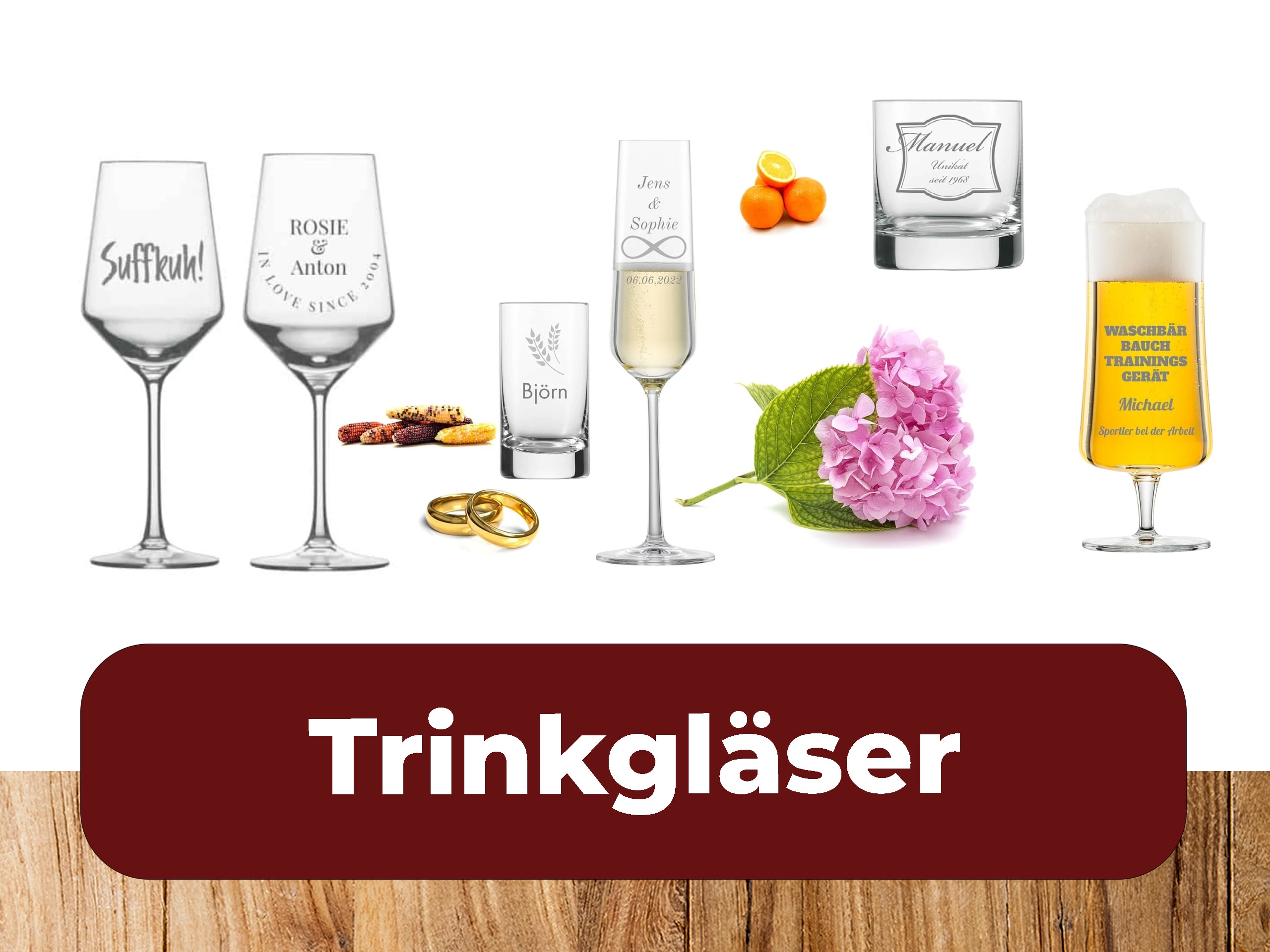 Kategorie Personalisierte Gläser mit Gravur Trinkgläser