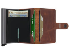 Secrid Vintage Brown mini wallet aufgeklappt Scheinfach