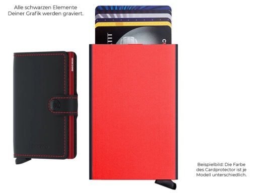 Gravurfläche Cardprotector matte black & red