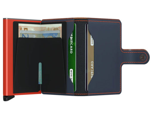 Secrid Matte Nightblue & Orange mini wallet aufgeklappt Scheinfach