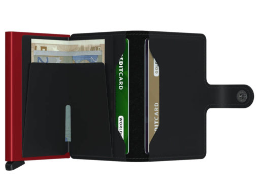 Secrid Matte black & red mini wallet aufgeklappt Scheinfach
