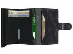 Secrid vintage grey black mini wallet aufgeklappt Scheinfach