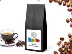 Personalisierter Kaffee mit eigenem Etikett Hochzeit  Danke mit Logo
