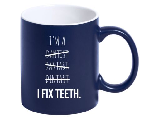 Tasse für Zahnarzt Blau mit Gravur