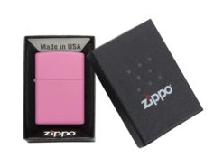 Zippo 238 pink matte mit Gravur geschenkverpackung