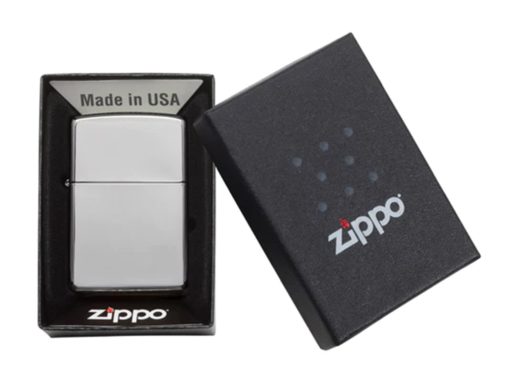 Zippo Chrome polished mit Gravur geschenkverpackung